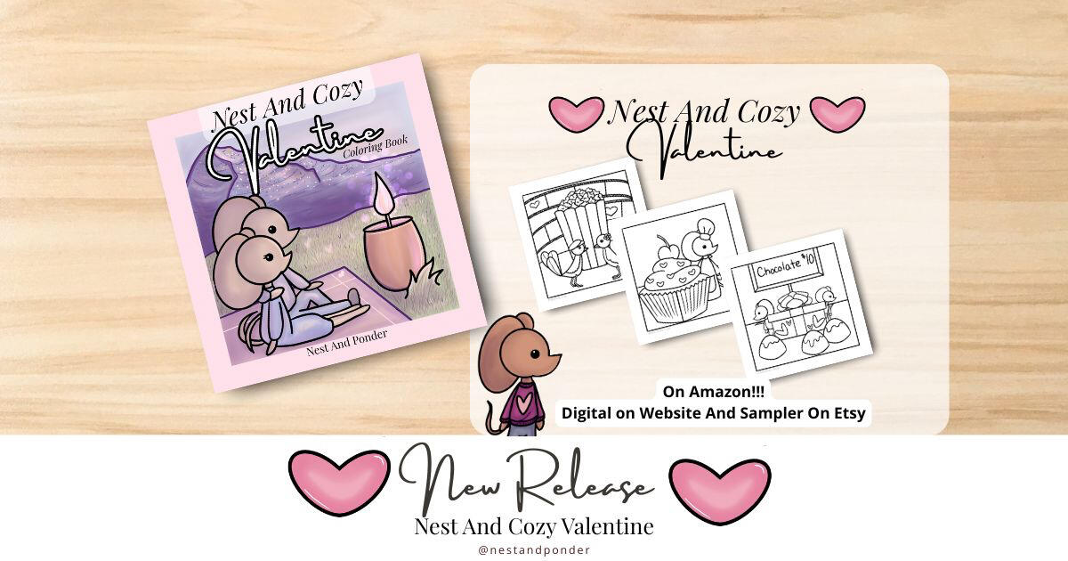 Nest And Ponder Nest And Ponder Shop - New Release Nest And Cozy Valentine Coloring Book